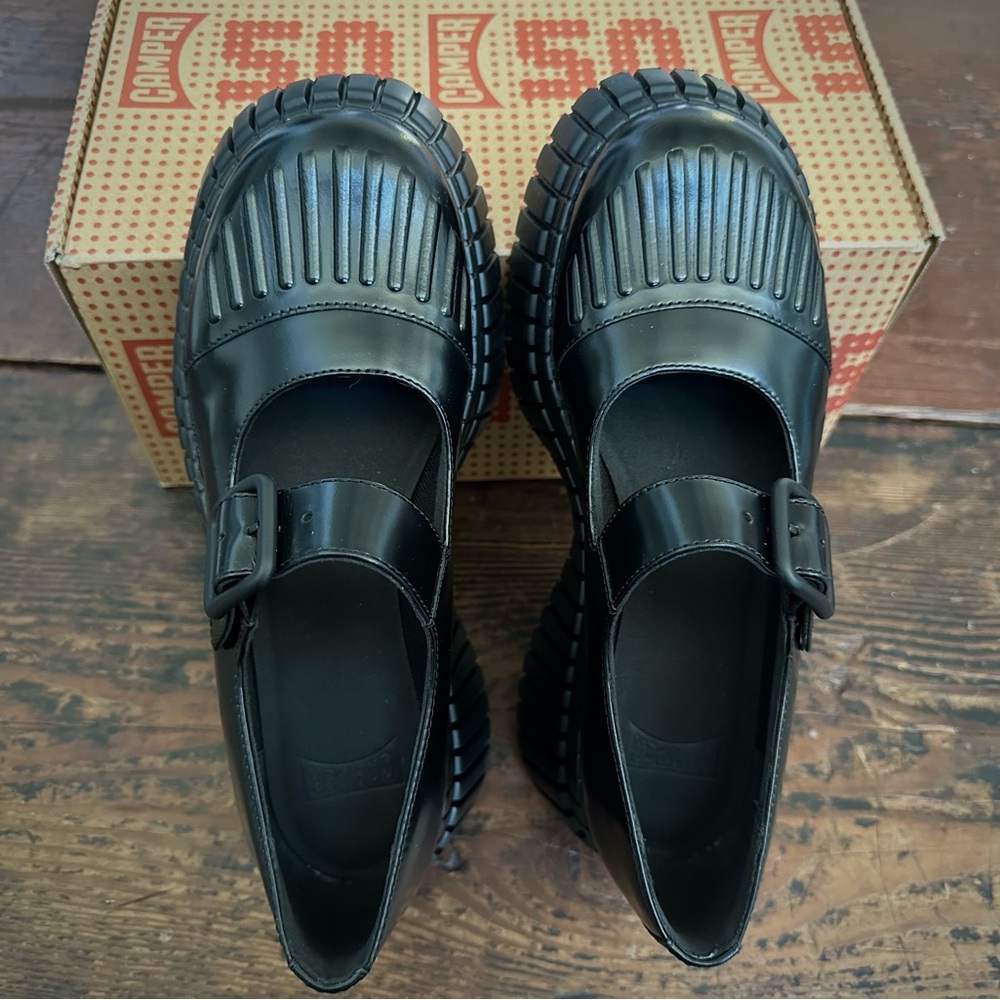 Camper Black Mary Jane Shoes with Buckle